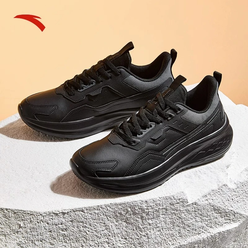 安踏跑鞋男士新款革面软底减震运动鞋官方正品跑步鞋耐磨运动鞋