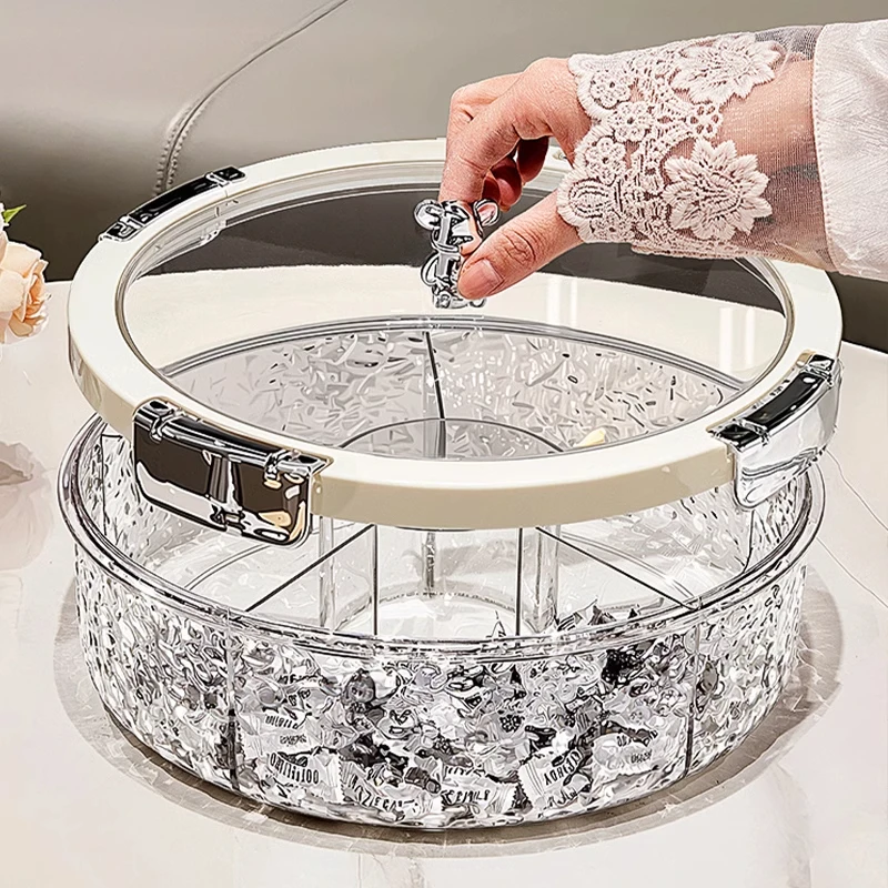 优勤轻奢密封坚果零食摆放盘干果盘收纳盒家用客厅茶几高档水果盘