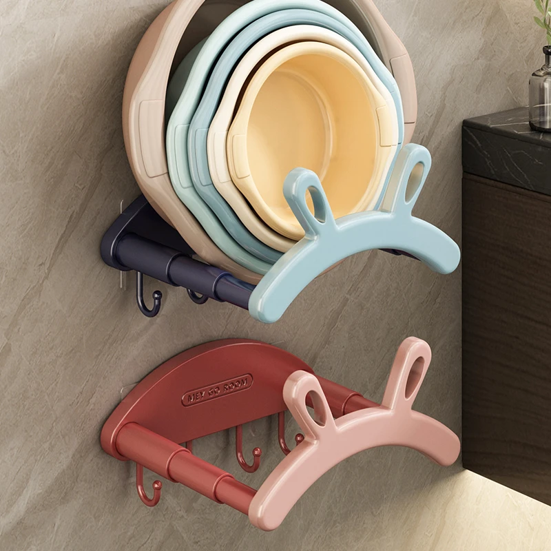 可折叠壁挂脸盆架卫生间免打孔置物架浴室厕所洗澡脚盆收纳架神器