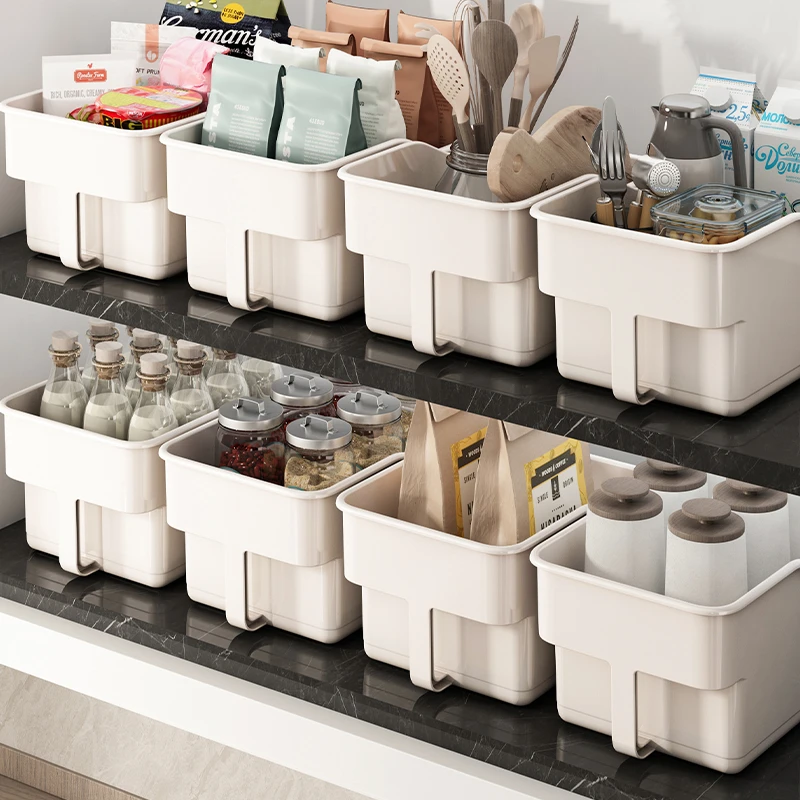 杂物收纳盒桌面厨房浴室收纳筐家用客厅宿舍台面整理盒塑料储物盒