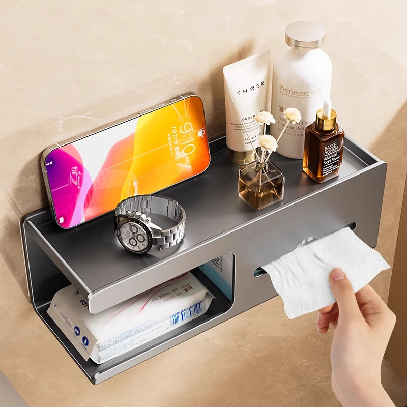 卫生间纸巾盒壁挂免打孔洗手间厕所厕纸盒卷纸抽纸架子墙上置物架