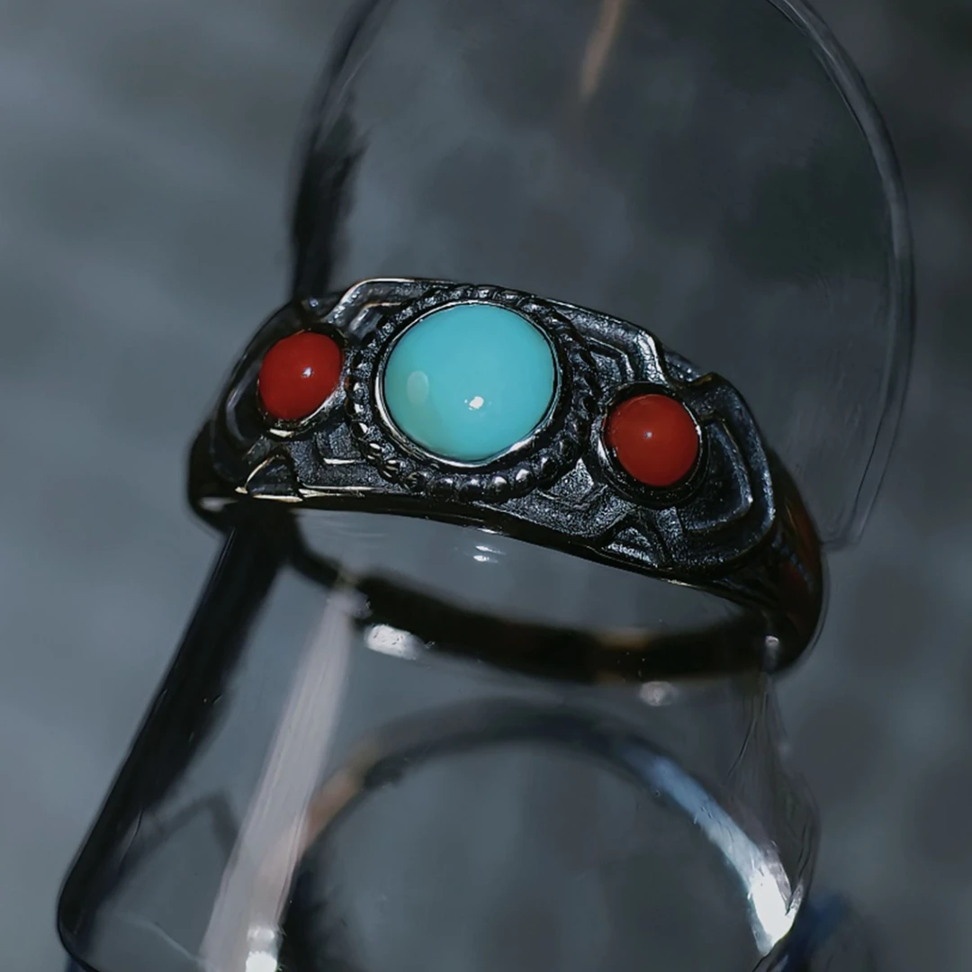 925银戒指 【無间文玩】藏风时尚925银戒指指环民族风复古男女同款