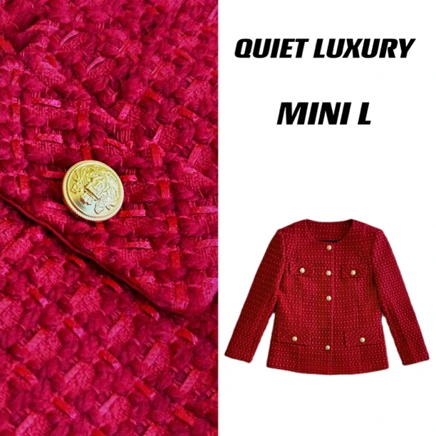 『 Mini L 』“莫奈玫瑰”法式名媛 羊＊粗花呢气质红色小香外套
