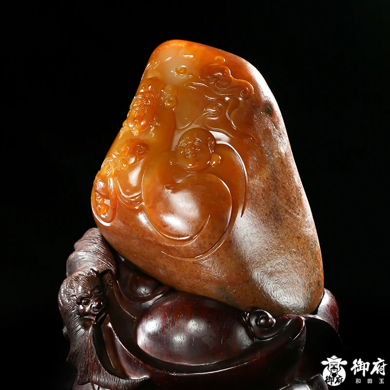 付雪飞大师和田玉 摆件 财福双至 手工 巧雕