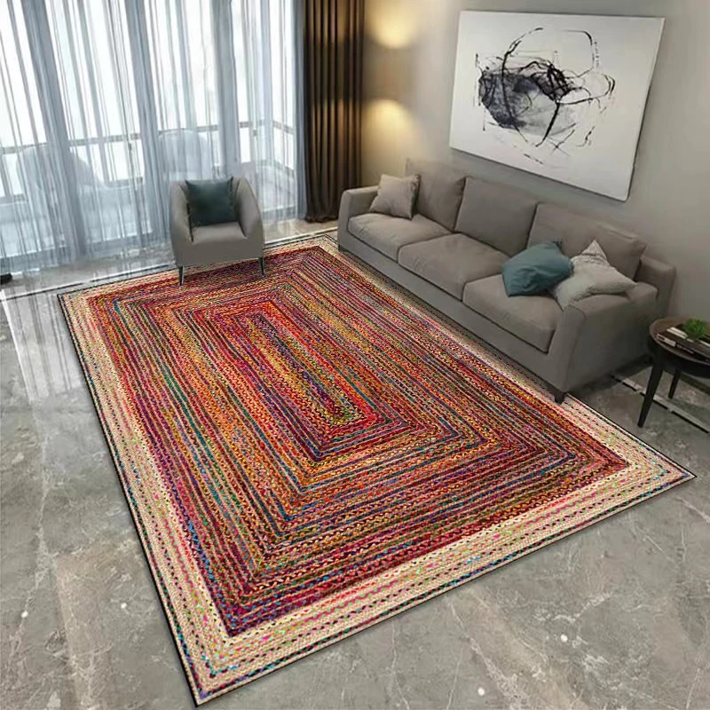 彩色编织客厅床边门口地垫地毯水晶绒防滑耐磨柔软亲肤