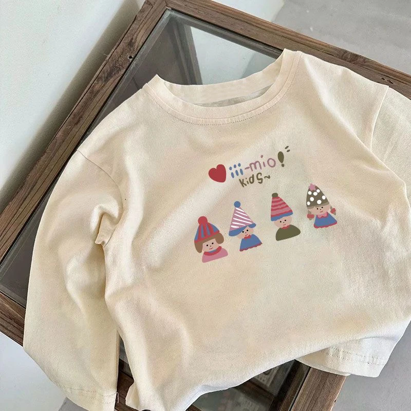 100%纯棉儿童长袖T恤秋季新款女童宝宝小女孩印花公主风半袖上衣