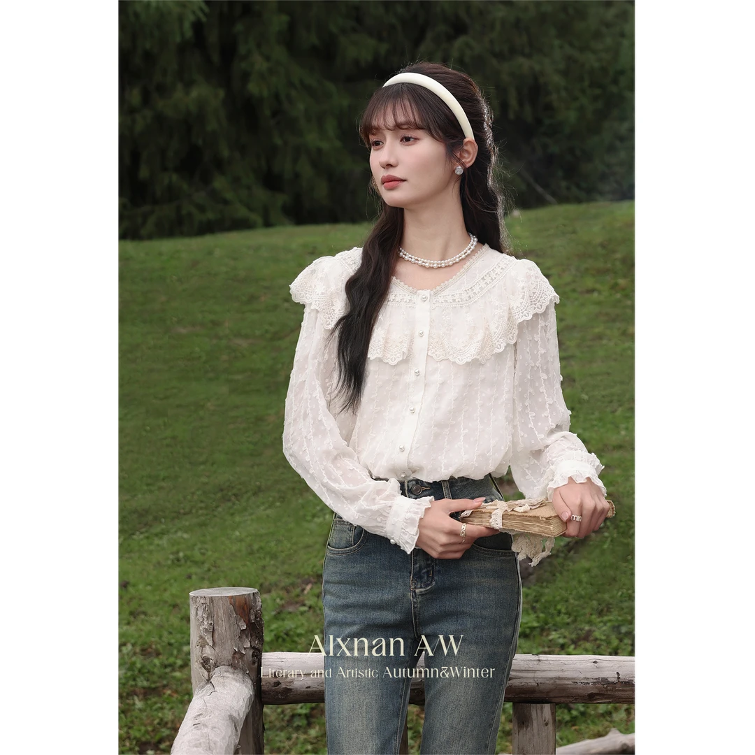 【诗语】S312鹿向南鹿向南「古典时光」法式气质衬衫秋季女装L39515