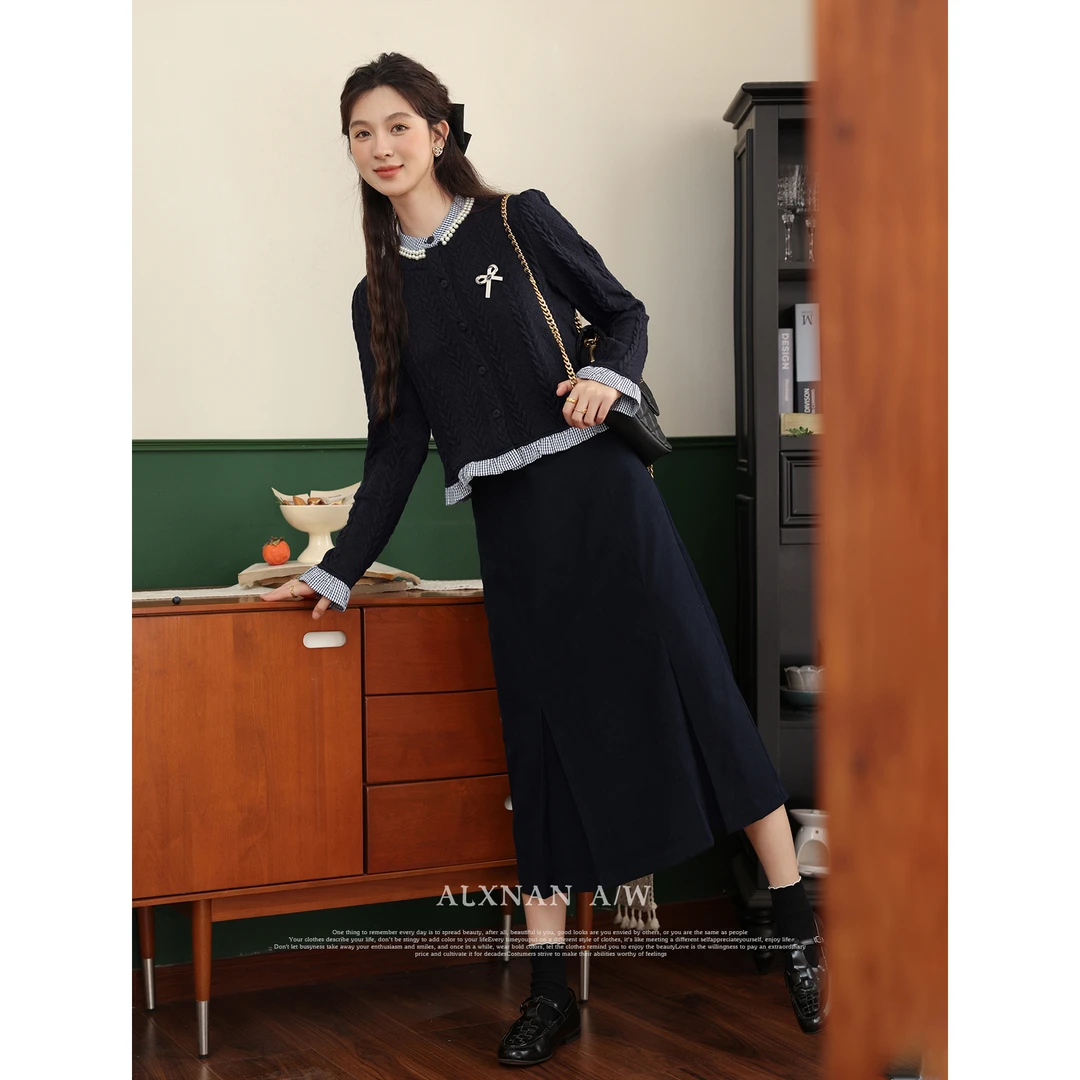 鹿向南《圣马丁艺术生》针织衫半身裙时尚两件套2024秋冬LXN315103