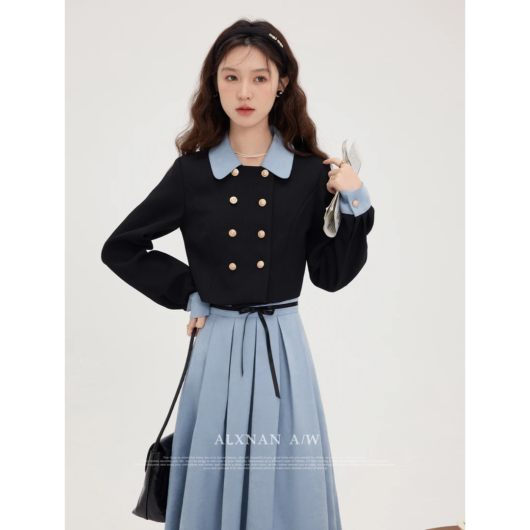 【粉丝福利】鹿向南《格调派对》秋季新款减龄百搭撞色两件套LXN31651