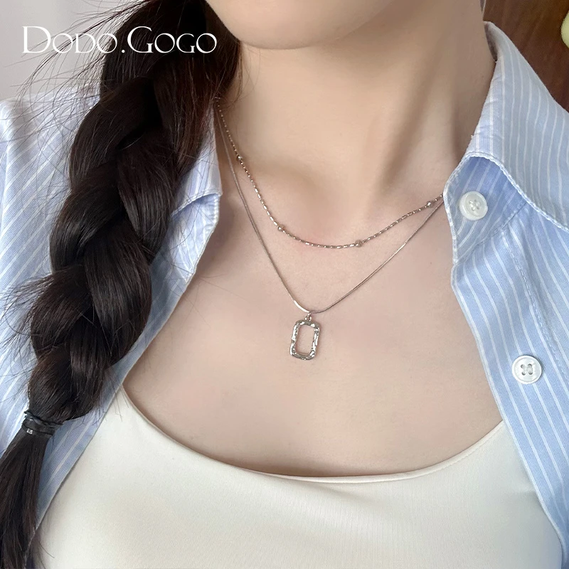 DODOGOGO 合金项链 气质轻奢时尚百搭小众简约ins设计感双层项链