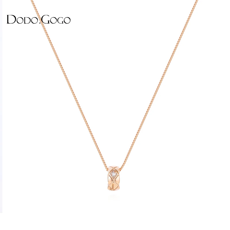 合金项链 DODOGOGO菱纹格转运珠顶链时尚轻奢简约