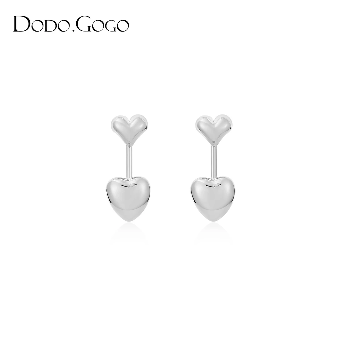 DODOGOGO 合金耳饰 金属爱心耳钉高级感简约个性设计时尚百搭耳环