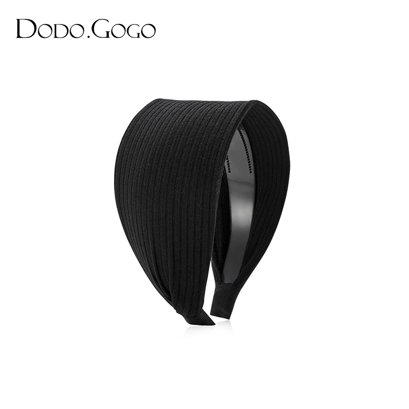DODOGOGO复古针坑条加宽发箍气质网红时尚百搭纯色秋冬简约头箍女