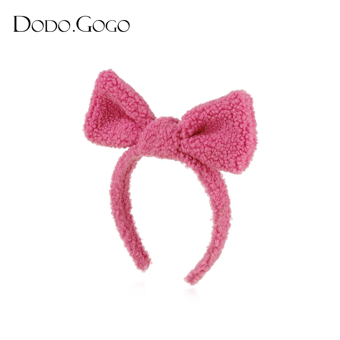 DODOGOGO毛绒蝴蝶结可爱发箍秋冬女甜美发卡头饰