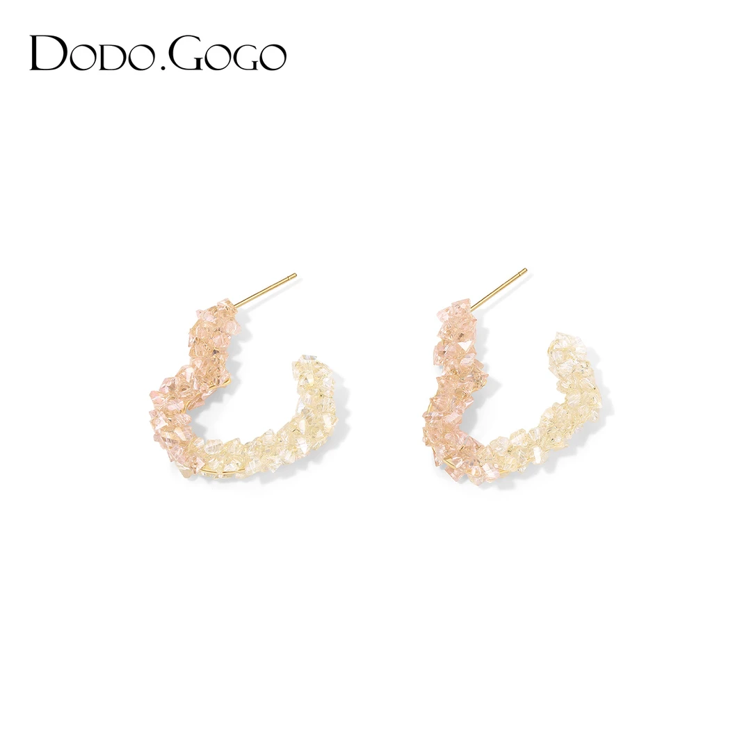 DODOGOGO 合金仿水晶耳饰 渐变水晶爱心耳环女小众设计感高级耳钉