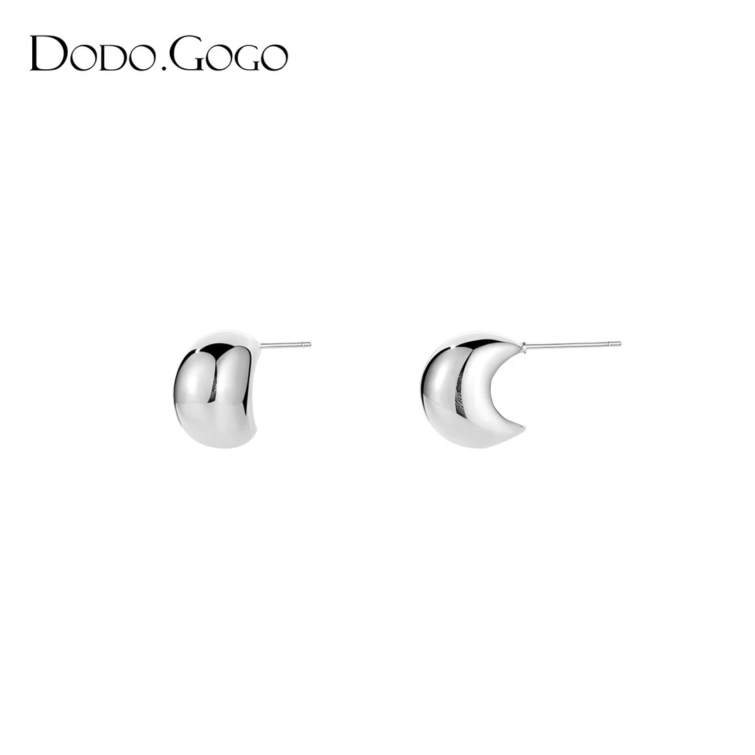 DODOGOGO 铜合金耳饰 李金铭推荐简约小豆子耳钉轻奢高级金属风