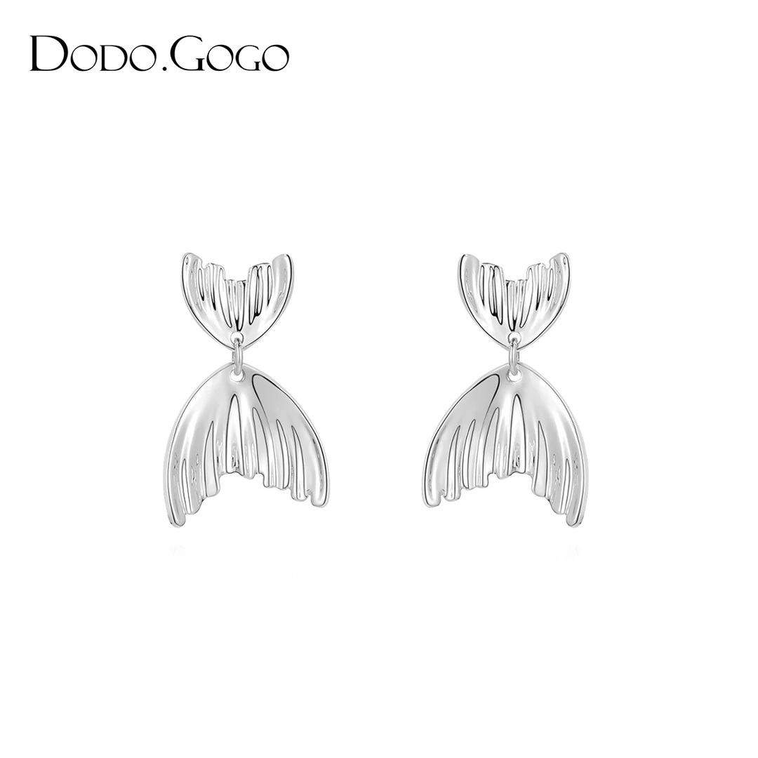 DODOGOGO 合金耳饰 七夕礼物送女友鱼尾高级气质时尚简约百搭耳环