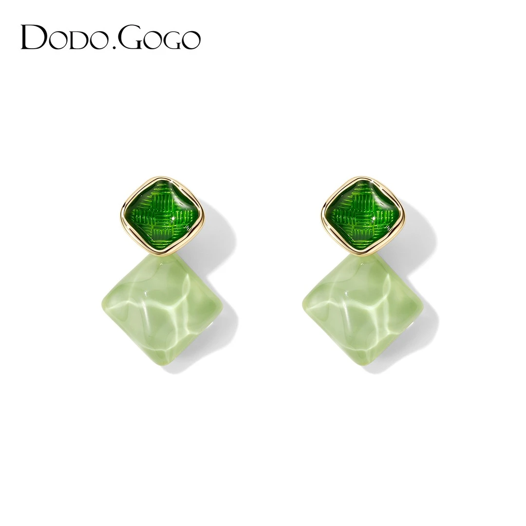 DODOGOGO 铜合金耳饰 菱形果冻耳环百搭小清新小众设计感气质耳钉