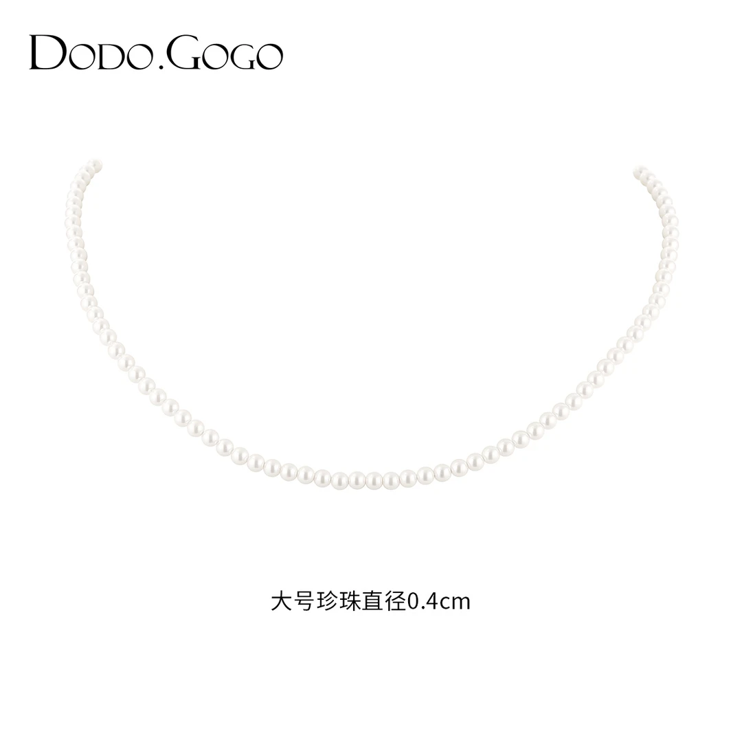 DODOGOGO 合金仿珍珠项链 复古百搭颈链轻奢小众设计感串珠锁骨链