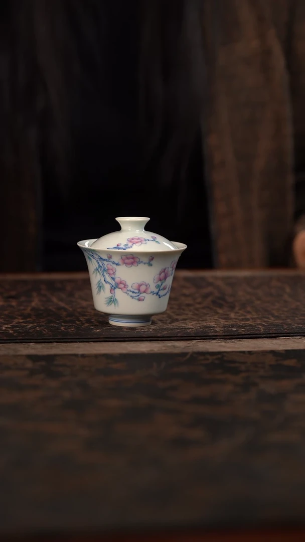 【闪购商品】杯聚澜堂斗彩玉兰花小马蹄盖碗