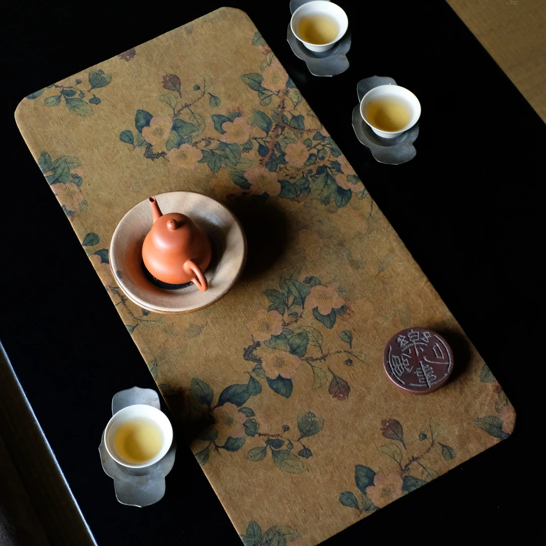 【品遗敬仁】「双面用50*24cm」古风高端双面香云纱茶席 干泡小茶席