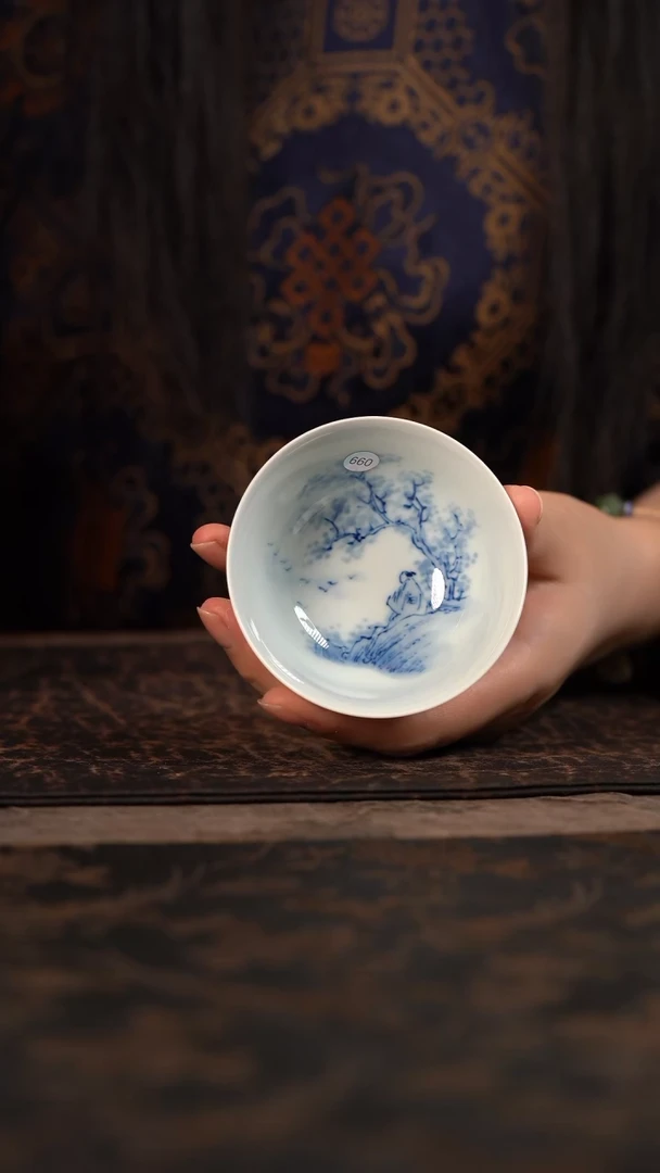 【闪购商品】杯660号HLX陶瓷重工山水撇口杯 随机