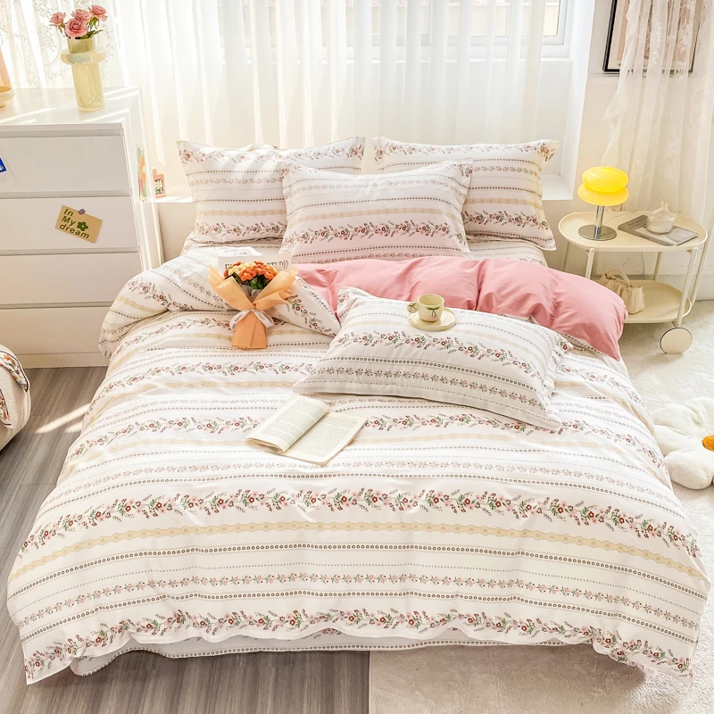 【三月专属】小清新全棉印花四件套简约纯棉田园三件套宿舍床上用品