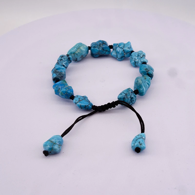 竹山县纯天然原矿绿松石手串男款随型手链女款高瓷真品100%保真