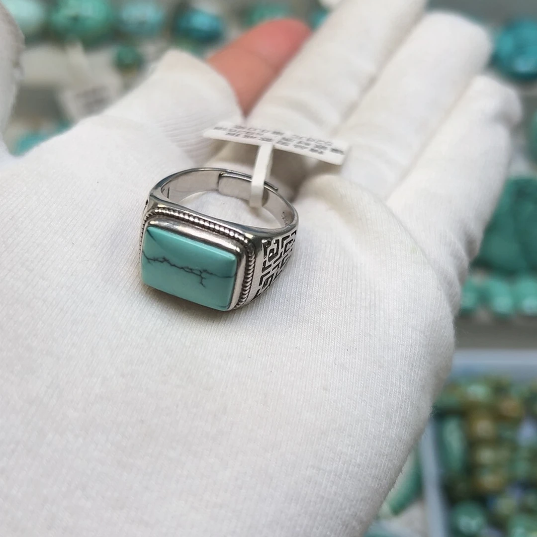 绿松石珠宝半成品银S925镶嵌