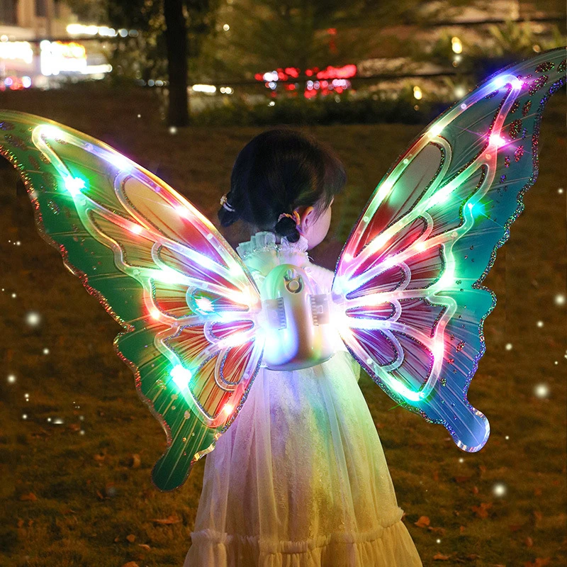 小女孩发光电动遥控蝴蝶翅膀可爱背饰闪光花仙子儿童玩具生日礼物