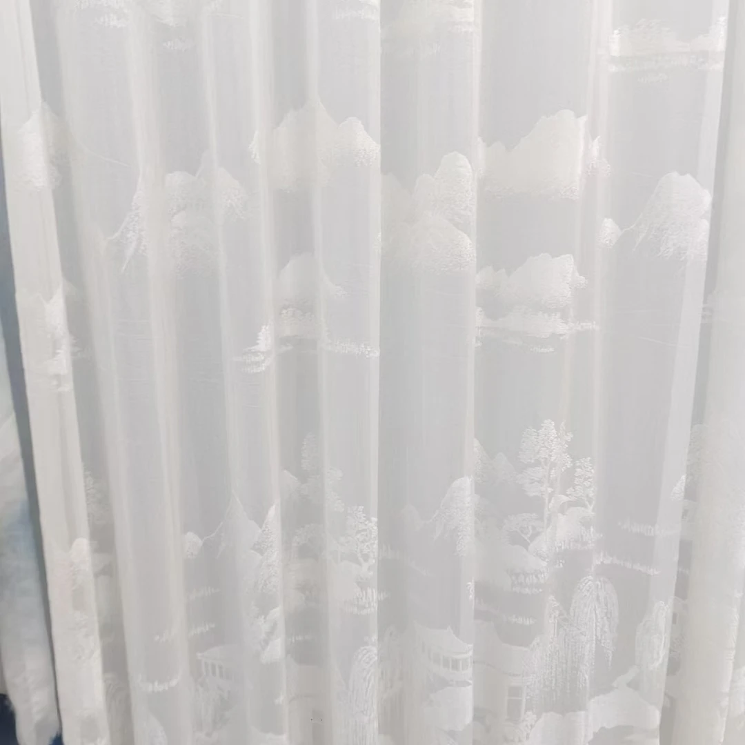 559山水割绒纱帘（实物拍摄宽度可选）