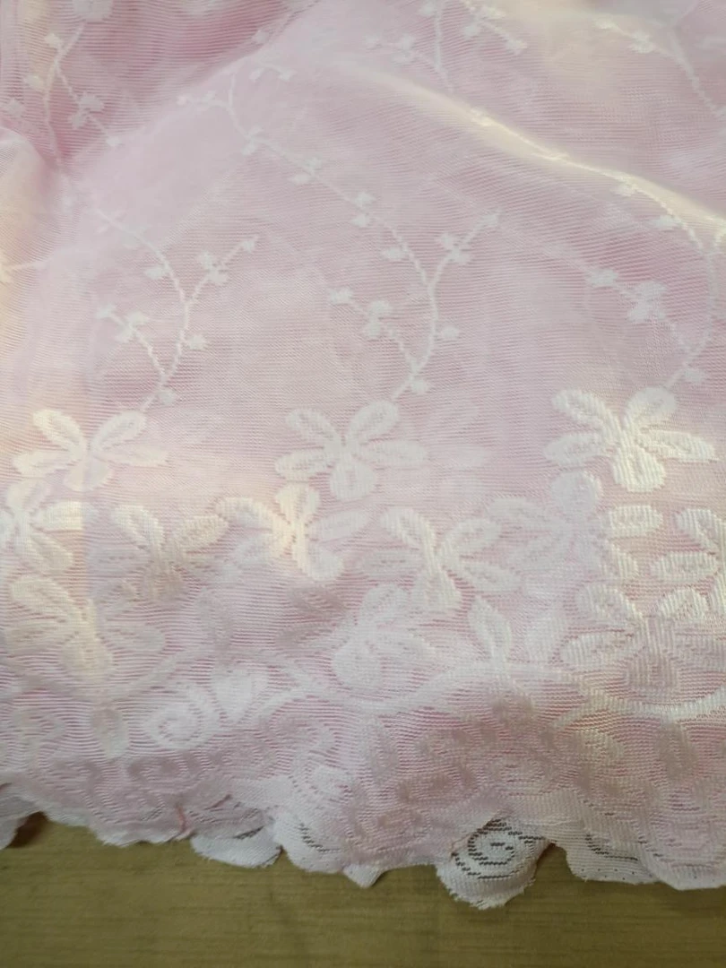 0106粉色花纱帘宽6.1米高2.78米钩款