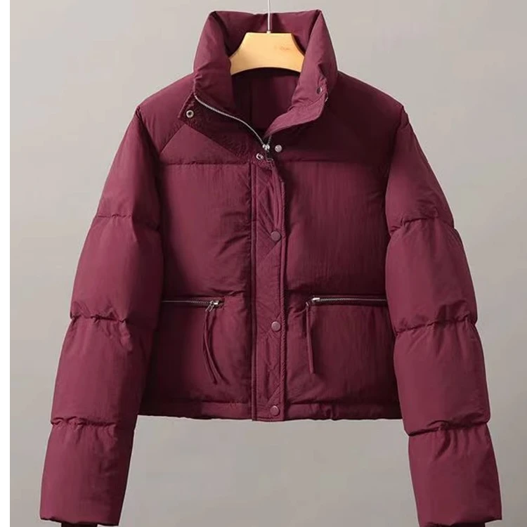 CacheCache韩版短款立领棉服冬季小个子纯色宽松面包服棉袄外套