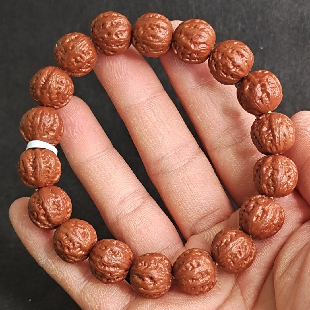 顶端鬼脸粗棱京八棱小磨盘核桃串13.5-14-12.5mm