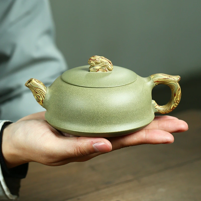 宜兴紫砂壶纯全手工石瓢壶豆青砂绞泥泡茶壶家用茶具高档手制