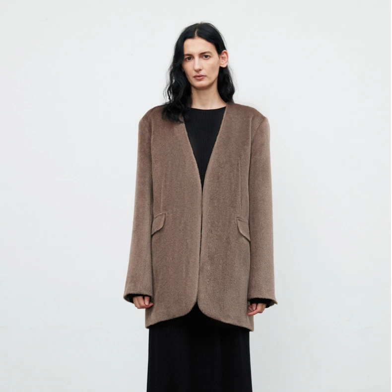 【ROOMCARDS 设计师品牌】CLV概念店 意大利羊驼毛V领外套短款休闲