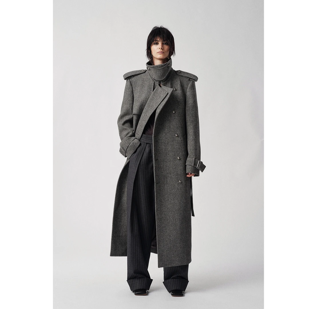 【Liegee 设计师品牌】CLV概念店 立领烟卷人字纹外套羊 毛修身气质