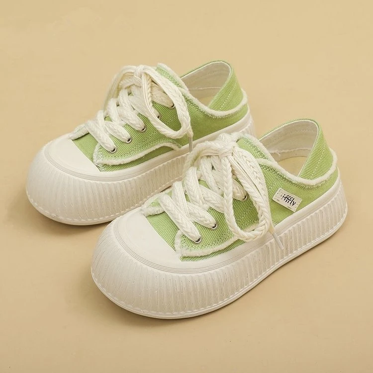 牛油果绿超软爆款帆布鞋女薄款包头鞋夏季新款防滑校园风软底舒适