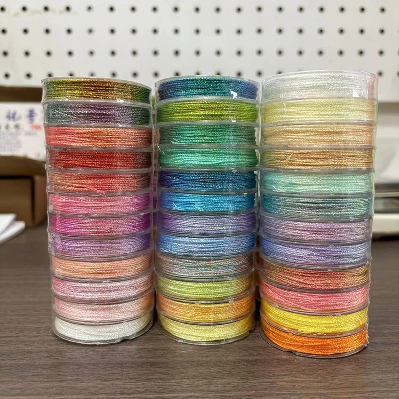 幻彩金银丝变色龙小卷股线diy编织手链DIY缠绕线手链流苏线手工6