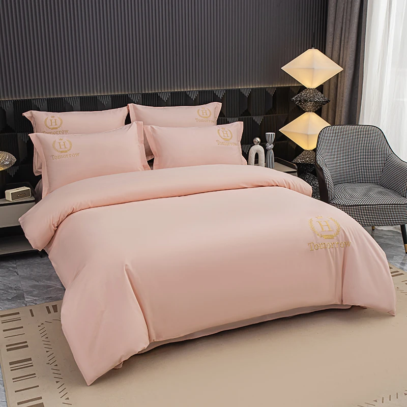 2024新款全棉H绣花四件套春夏纯棉简约舒适被套4件套床品套件