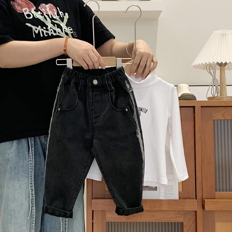 儿童秋季洋气白边撞色牛仔裤46537