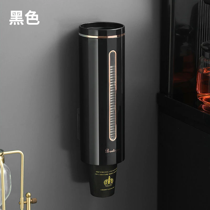 杯架置物架杯子取杯器免打孔自动饮水机纸杯壁挂式防尘水杯置物架