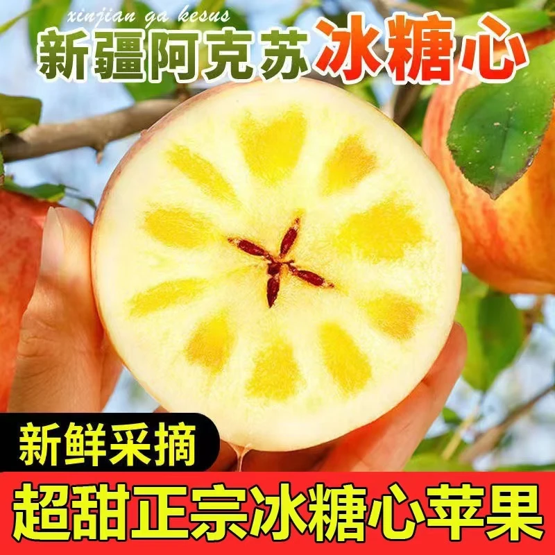 新疆正宗阿克苏冰糖心苹果 脆甜多汁 新鲜采摘 包邮到家