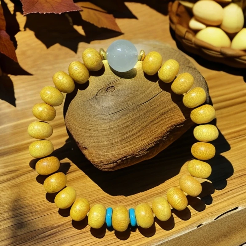 T18  檀香0.9cm药片珠带配饰