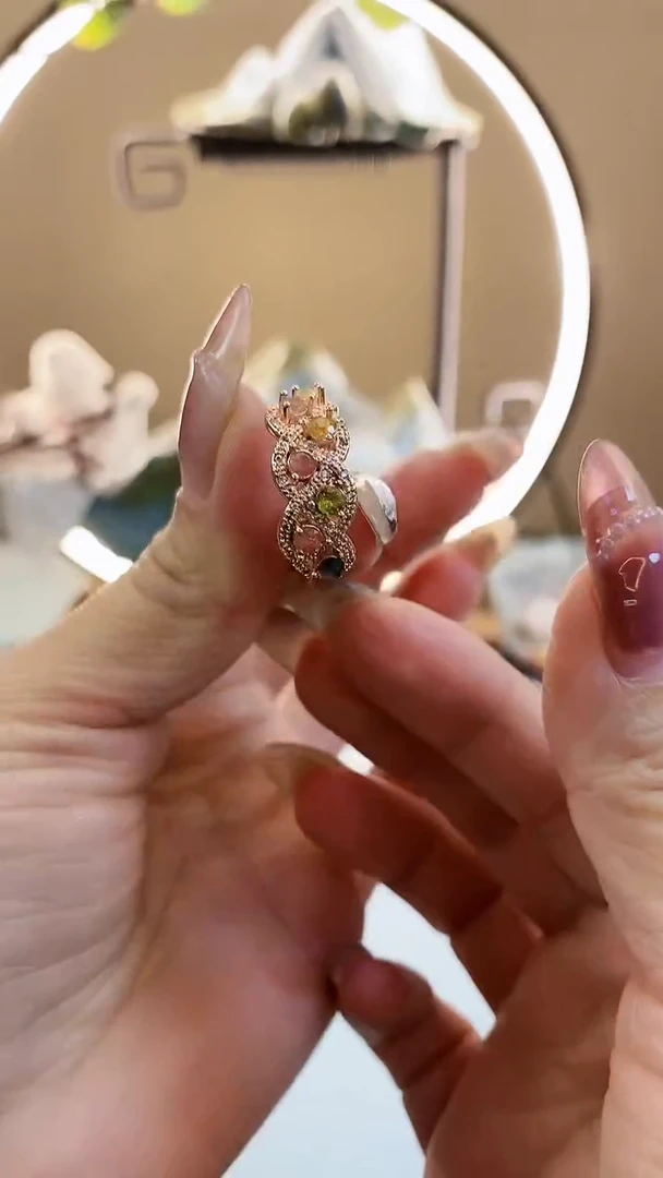 【闪购商品】碧玺戒指未镶嵌多彩碧玺排戒