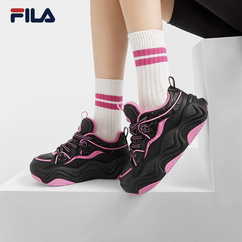 Fila/斐乐情侣款【新款充绒流沙鞋】反光百搭厚底增高舒适板鞋1209
