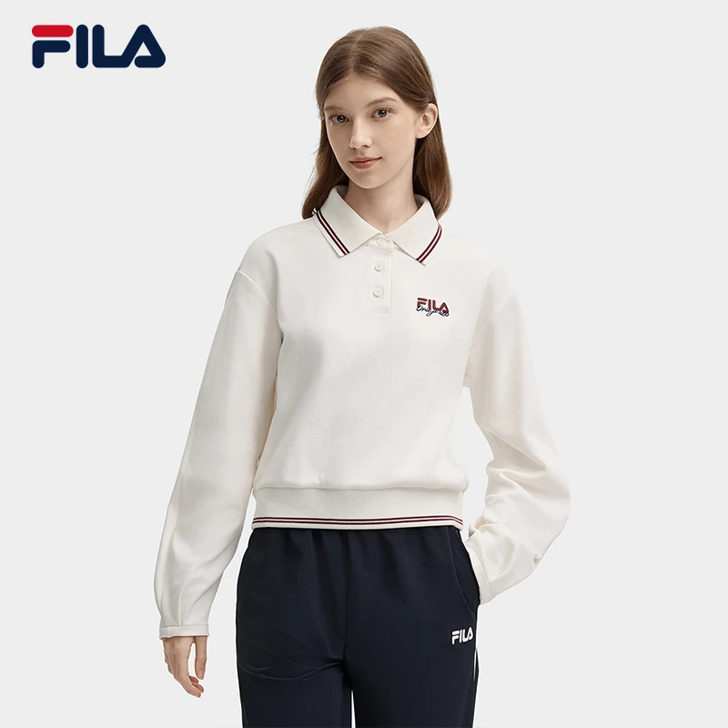 Fila/斐乐女子早秋新款【休闲百搭舒适】宽松长袖POLO衫F11W439208F