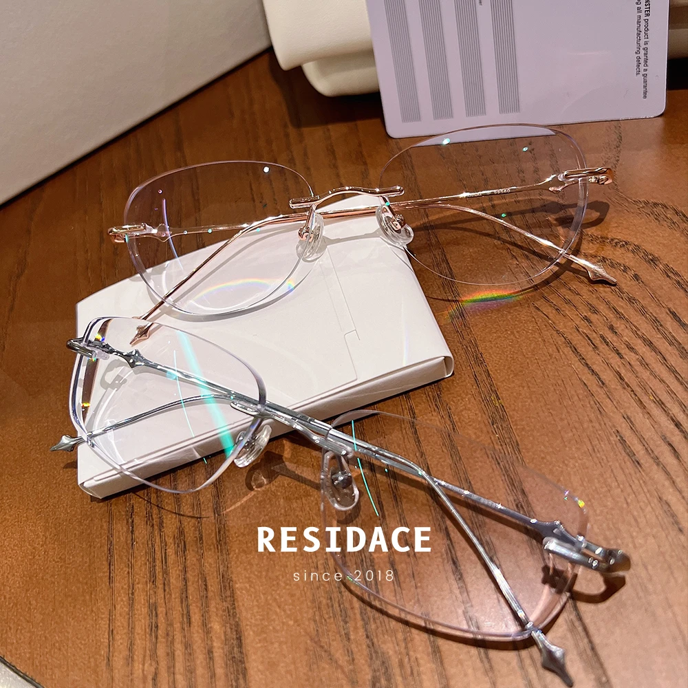 清冷纯欲超轻无框眼镜斯文高级感近视可配度数防蓝光99560