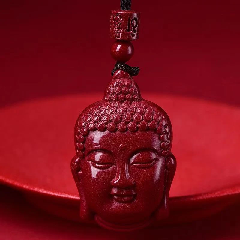 含辰砂工艺品朱砂紫金砂佛首精美礼物吊坠挂件