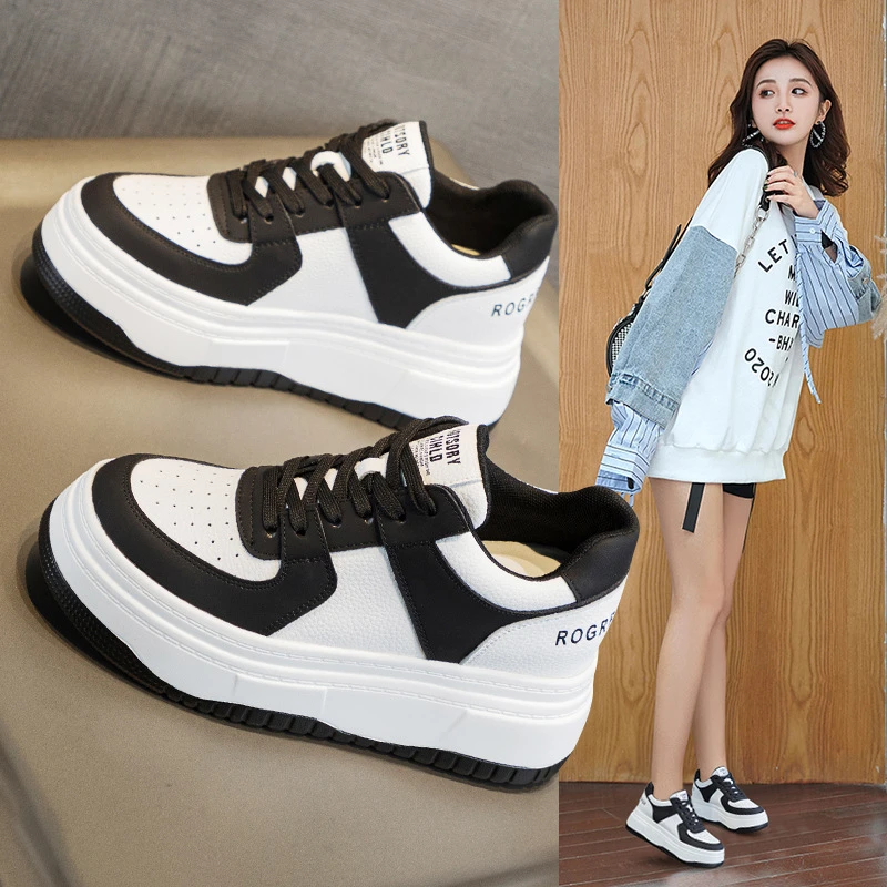 【老板娘推荐】真皮厚底2024春新款白鞋女内增高休闲运动小码小个子